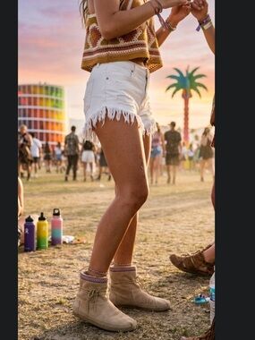 Stylish Beige Suede Ankle Boots